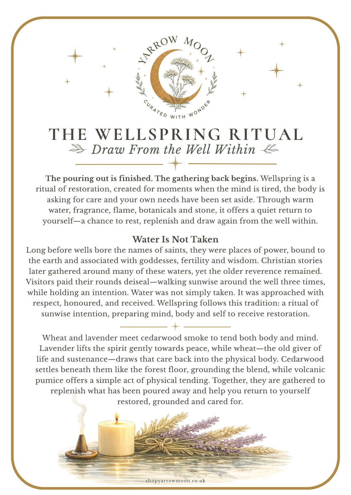 Illustrated Wellspring ritual card by Yarrow Moon.