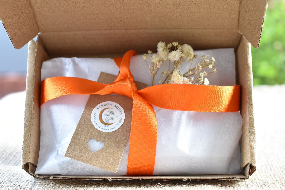 Yarrow Moon Familiar Pouch presentation box and packaging.