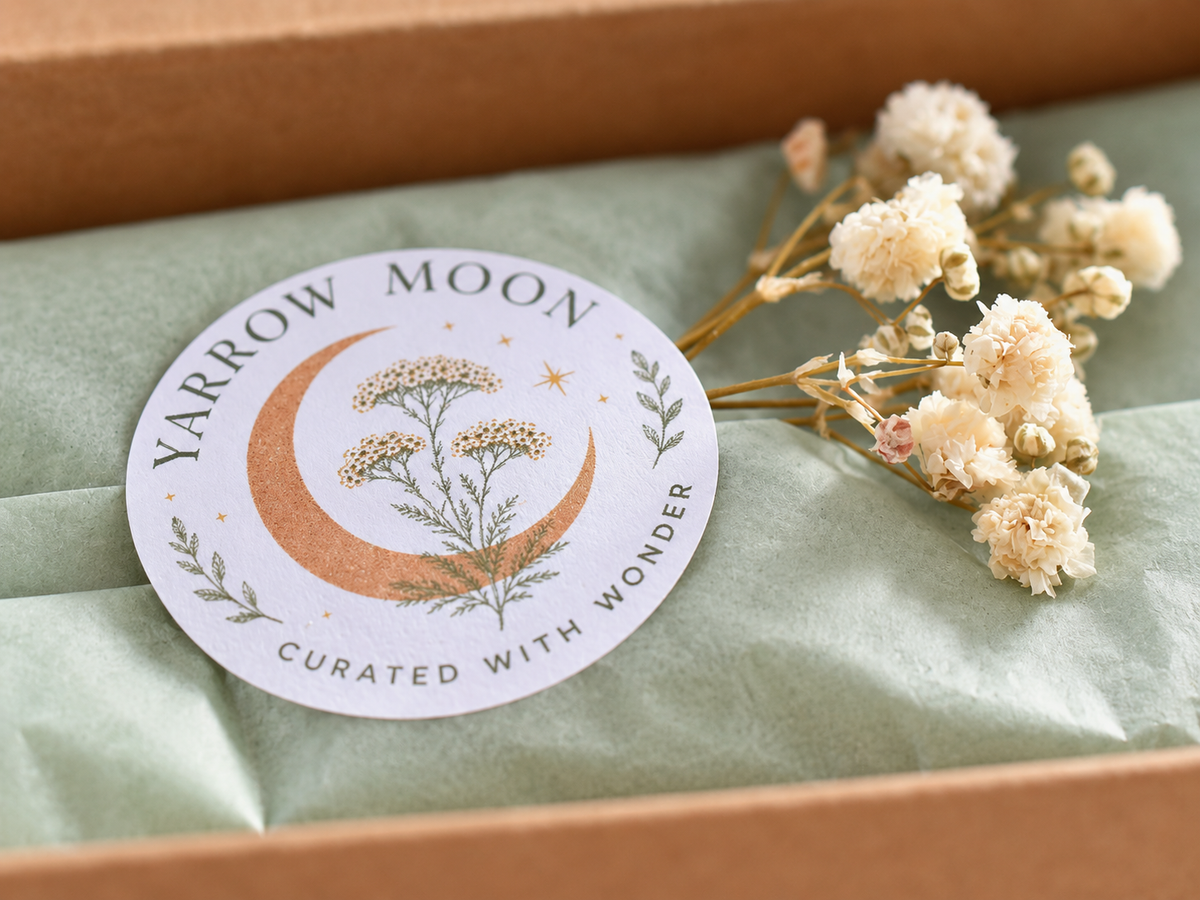 Moon Collection companion jar held in hand to show its small size and handmade detail.