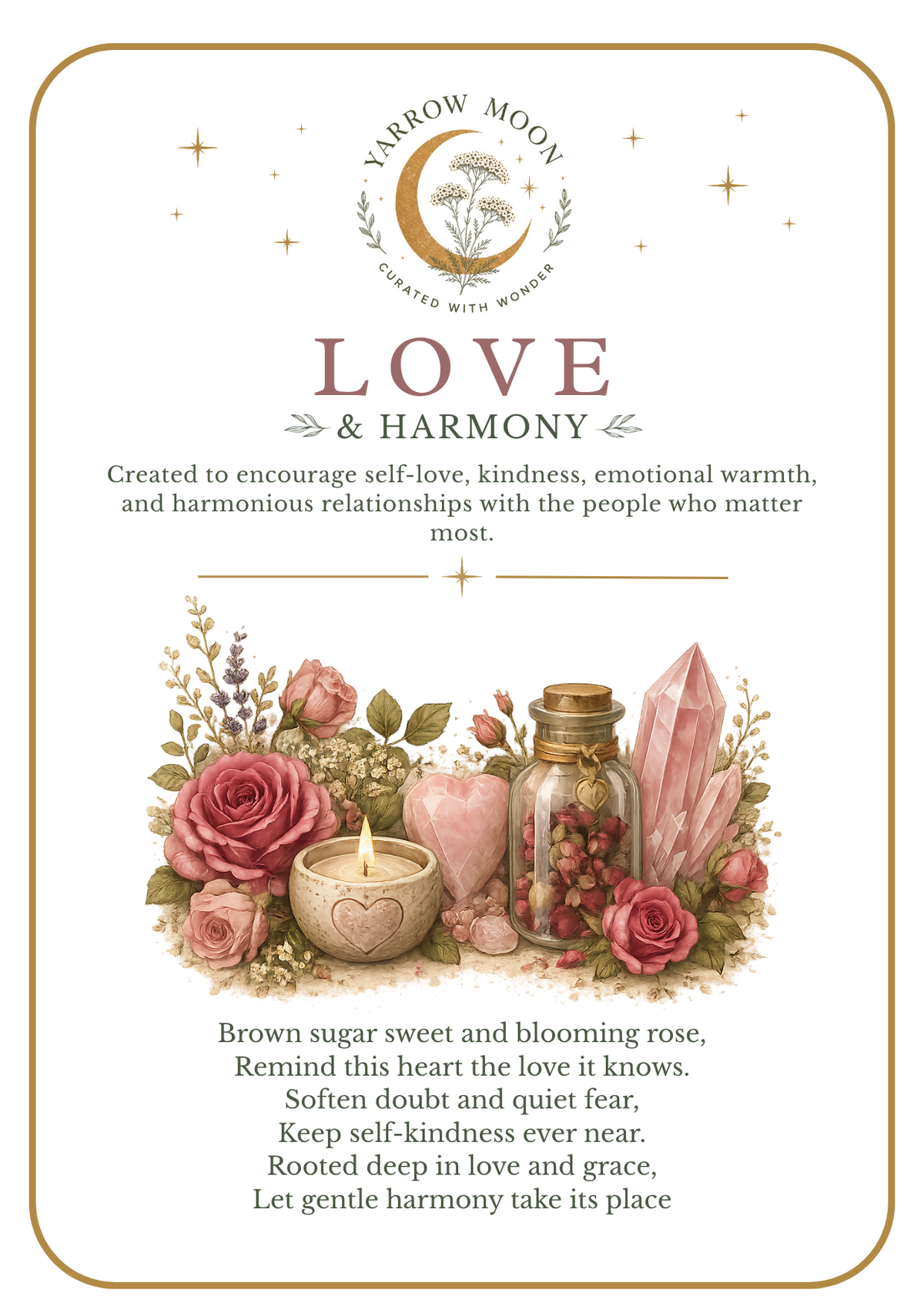 Love & Harmony illustrated companion card
