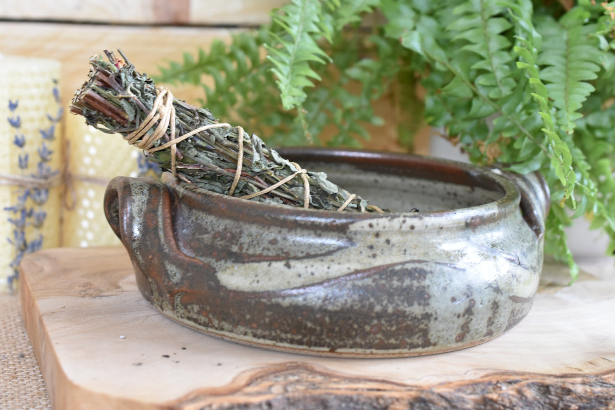 Joyful Purification Baby Sage wand styled with fern and candles